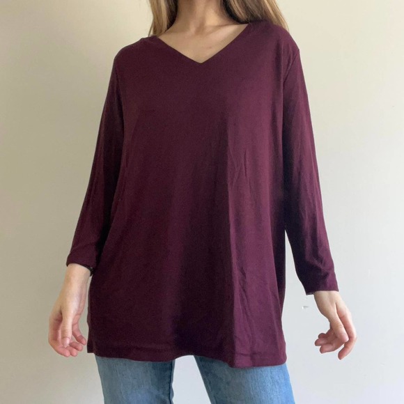 Burgundy stretch knit top Size 2x - Picture 1 of 6